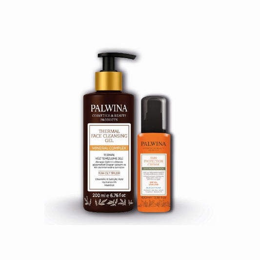 Palwina Güneş Kremi Anti Pigmentation & Anti-Aging Yoğun Leke Karşıtı Spf 50+ Güneş Koruyucu Krem & Termal Arındırıcı Nemlendirici Gözenek Sıkılaştırıcı Yüz Temizleme Jeli