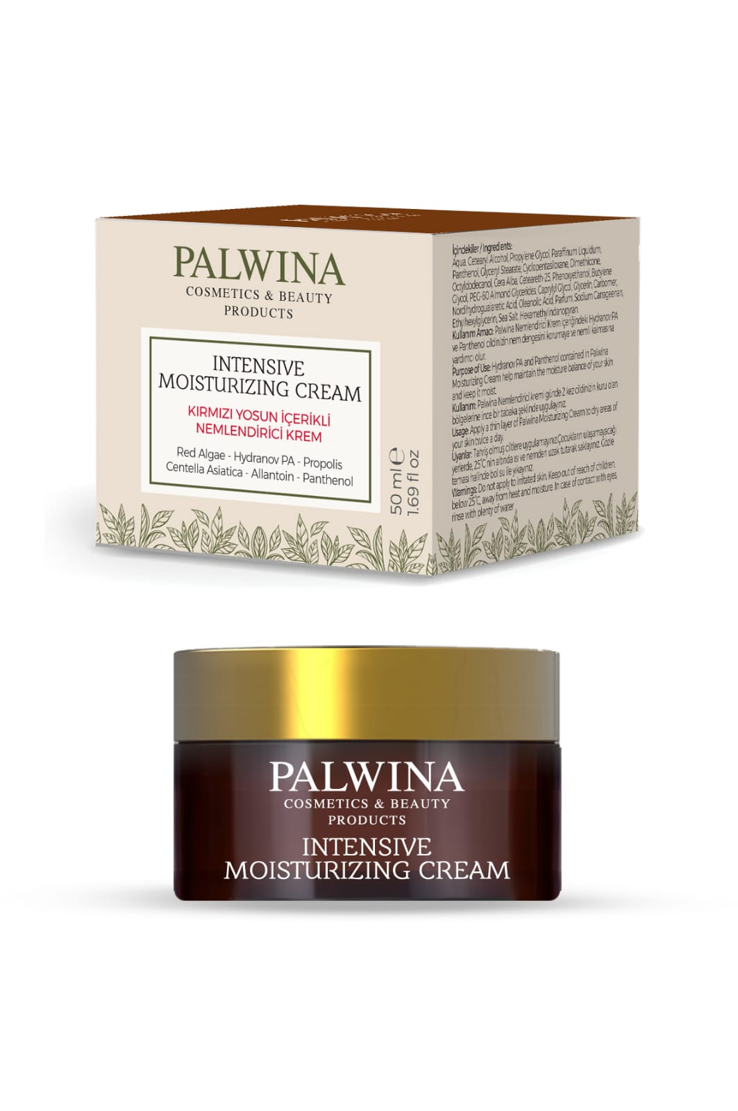 PALWINA Kırmızı Yosun Içerikli 72 Saat Etkili Nemlendirici Kremi ve Spf 50+ Güneş Koruyucu Krem