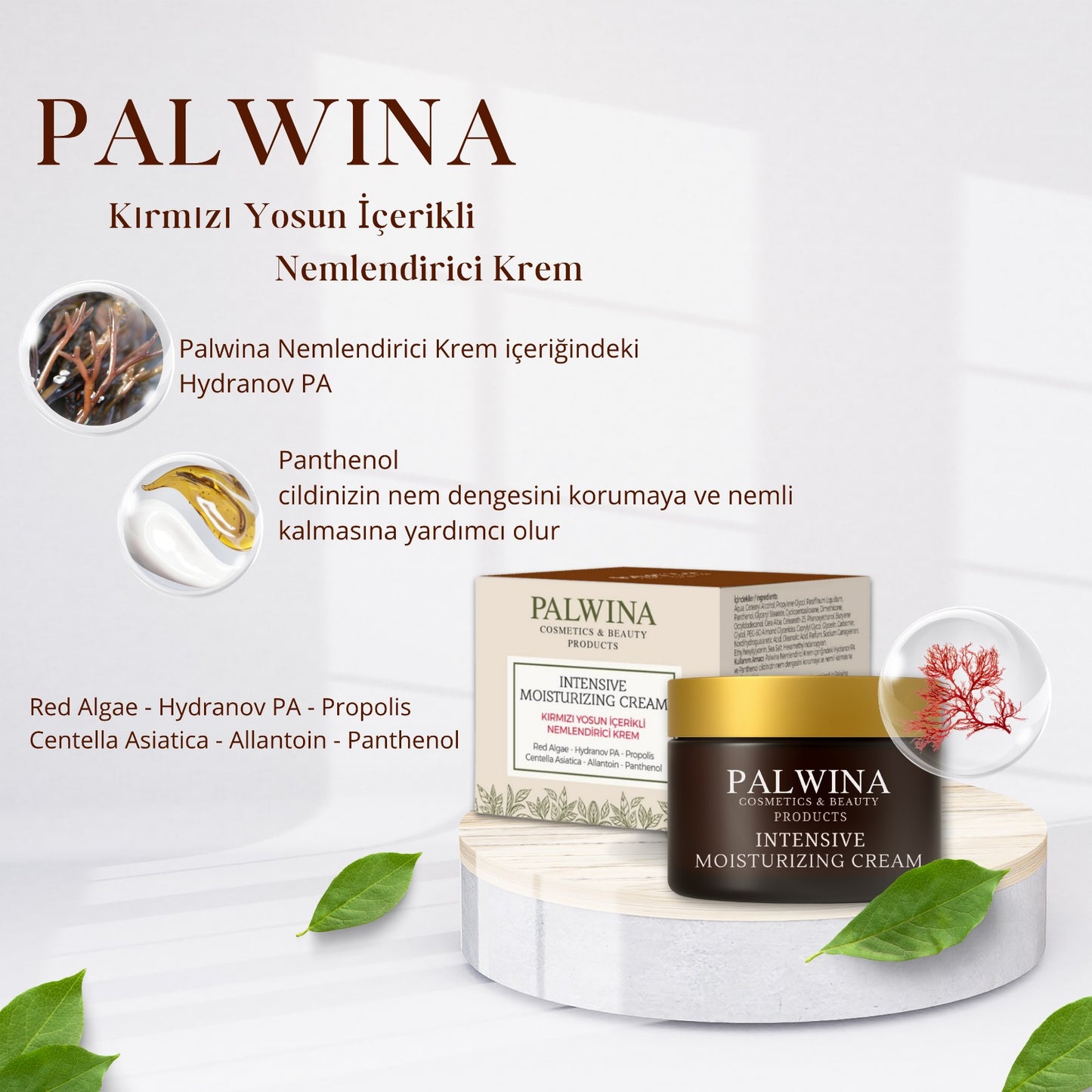 PALWINA Kırmızı Yosun Içerikli 72 Saat Etkili Nemlendirici Kremi ve Spf 50+ Güneş Koruyucu Krem
