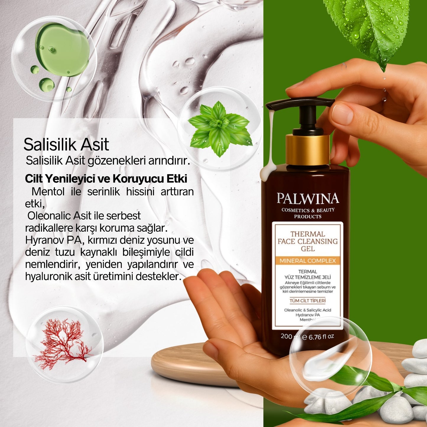 PALWINA Termal Arındırıcı Nemlendirici Gözenek Sıkılaştırıcı Yüz Temizleme Jeli